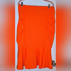 Blue Leopard Vibrant Orange Women's Fluted Pencil Skirt 2X NWOT